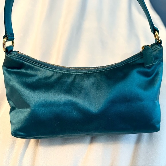 PRADA Satin Mini Hobo Bag Purse in Aqua Teal RARE with COA Authentic - Picture 4 of 16